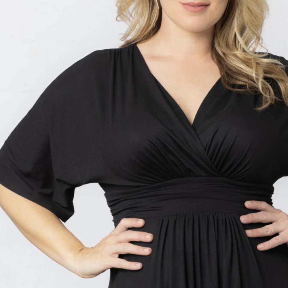 Kiyonna Vienna Black Stretch Maxi Dress Side Slits - Picture 3 of 14